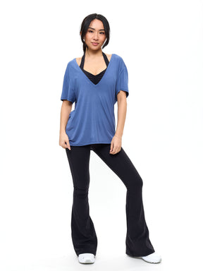 V Neck Pump Cover - Denim Blue
