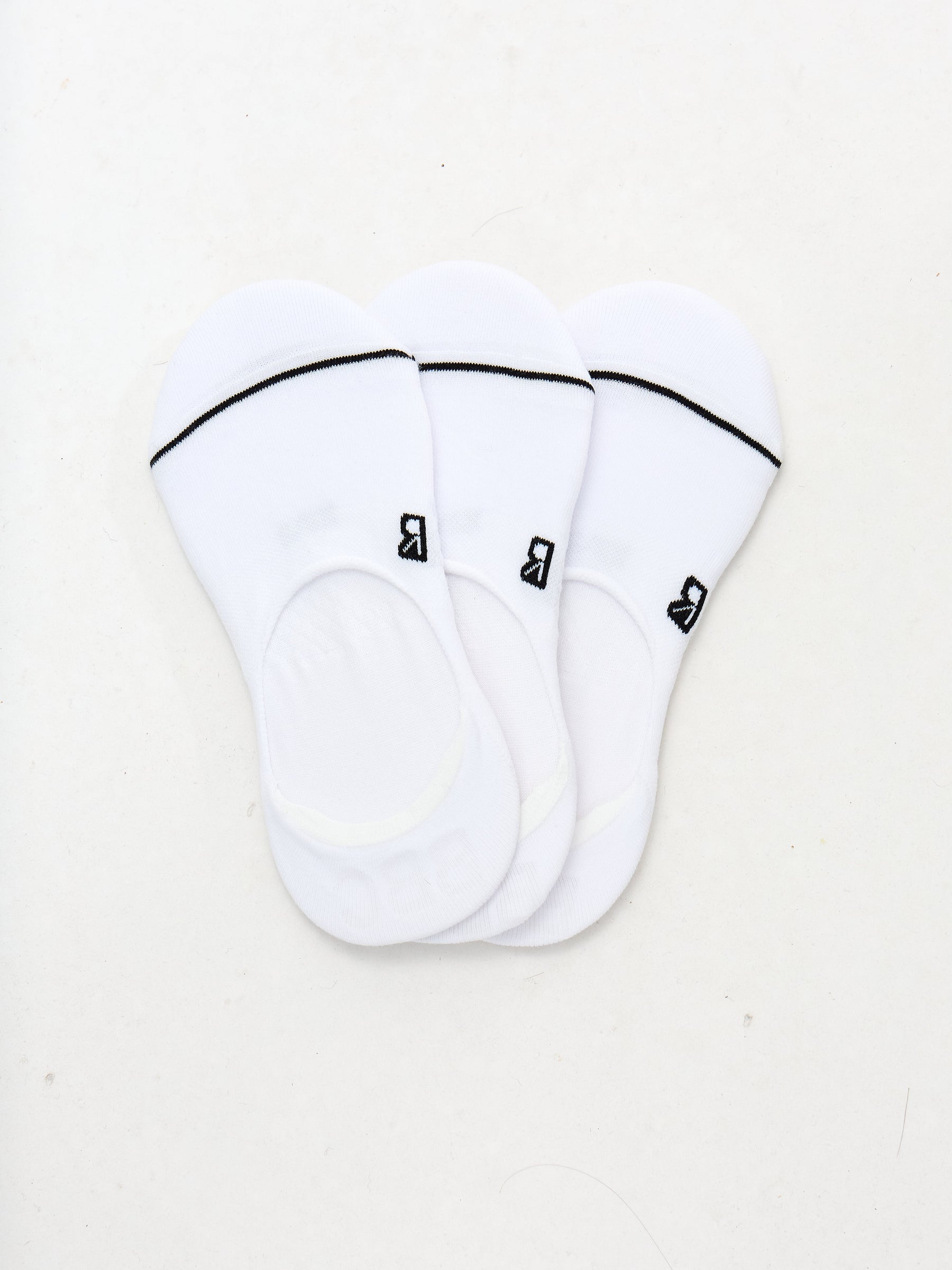 3 Pack No Show Socks - White