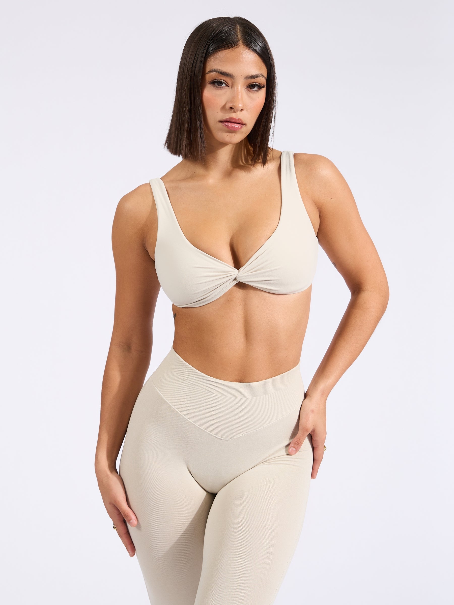 Twisted Sports Bra - Bone