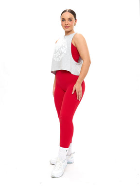 Globe Crop Tank - Heather Grey