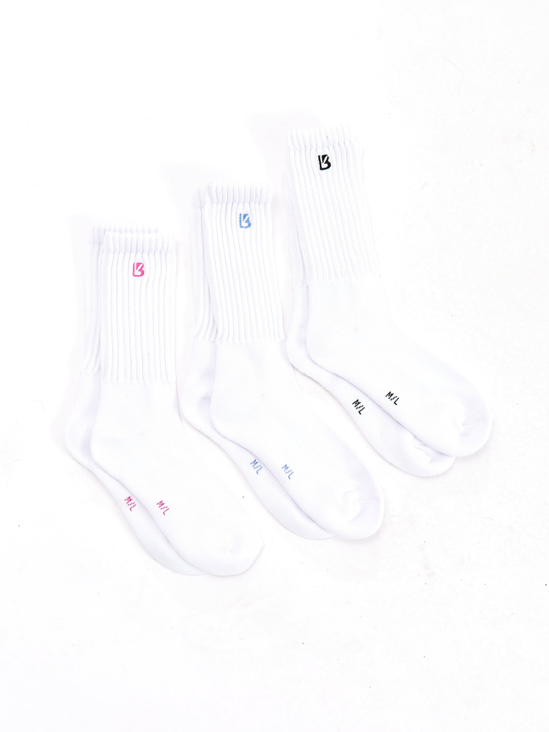 3 Pack Scrunch Socks - Multi White