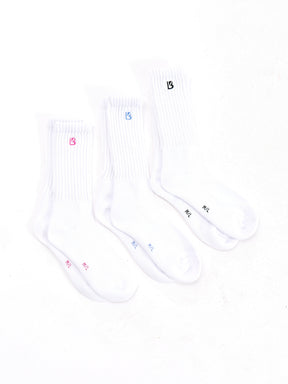 3 Pack Scrunch Socks - Multi White