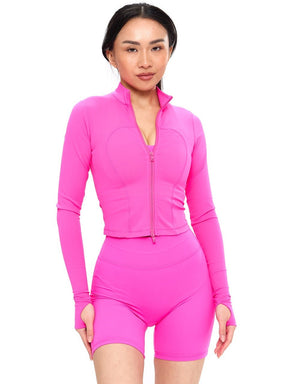 Crop Phantom Jacket - Hibiscus