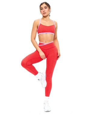 Legging Dream Contraste Mescla - Vermelho Salsa