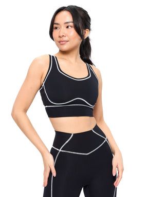 Airbrush Hourglass Sports Bra - Onyx Black