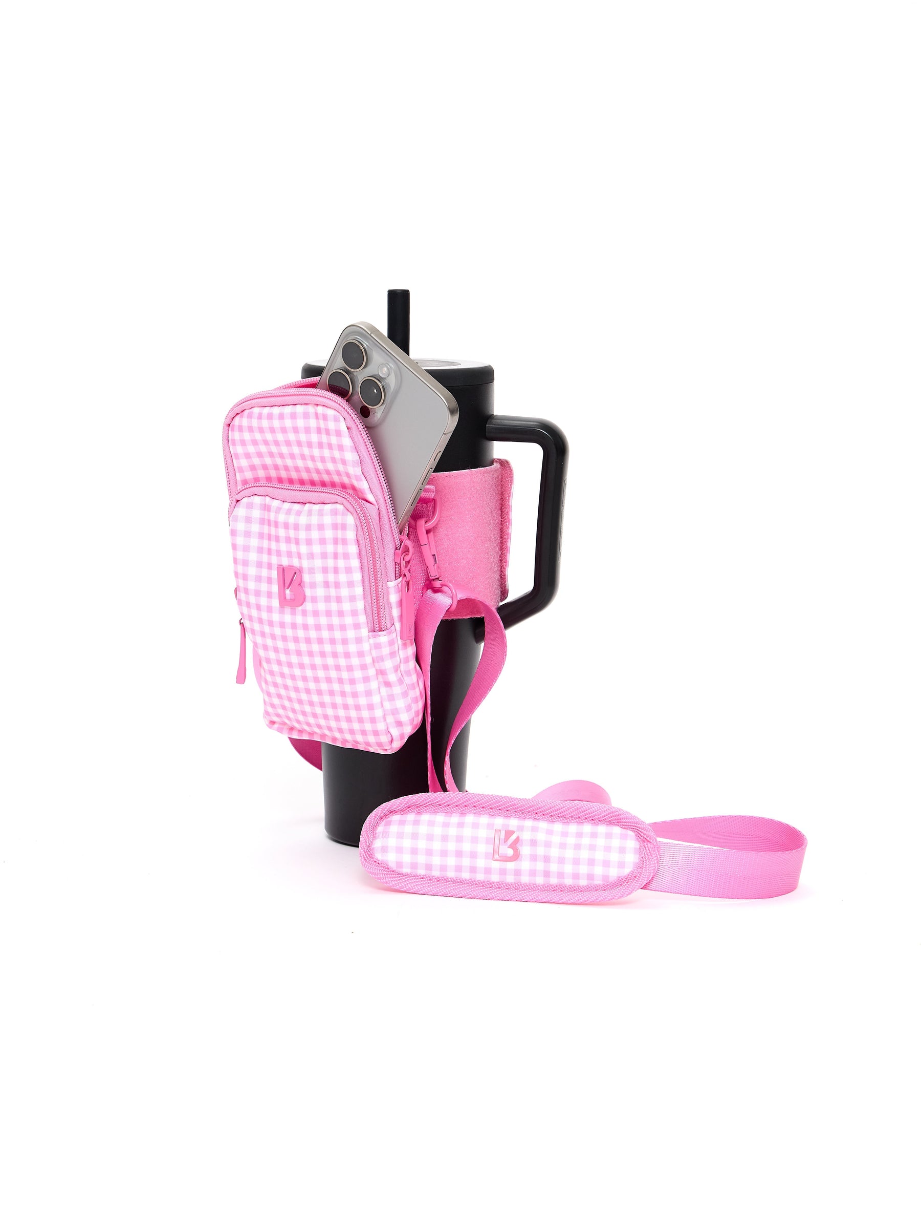 Water Bottle Sleeve - Pink Gingham