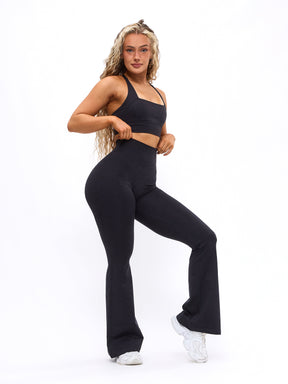 Legging Dream Flare Mesclada - Preto Ônix
