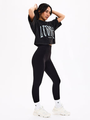 Throw Back Crop Tee - Vintage Black