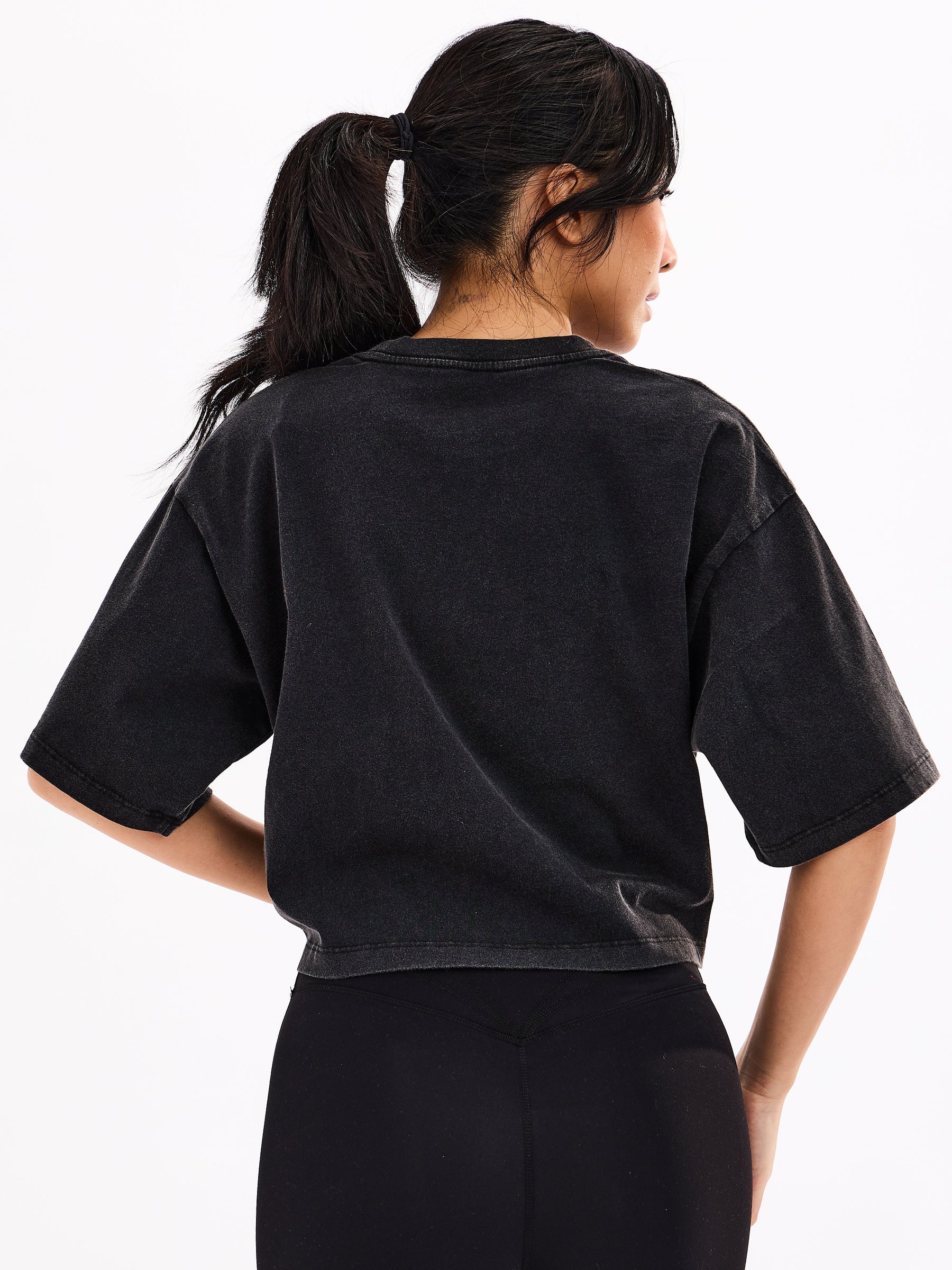 Throw Back Crop Tee - Vintage Black