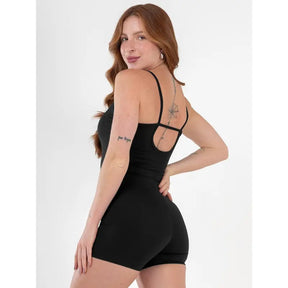 Macaquinho Fitness Alcinha Slim Compressão Blackout Zero Transparência Academia Macacão Crossfit